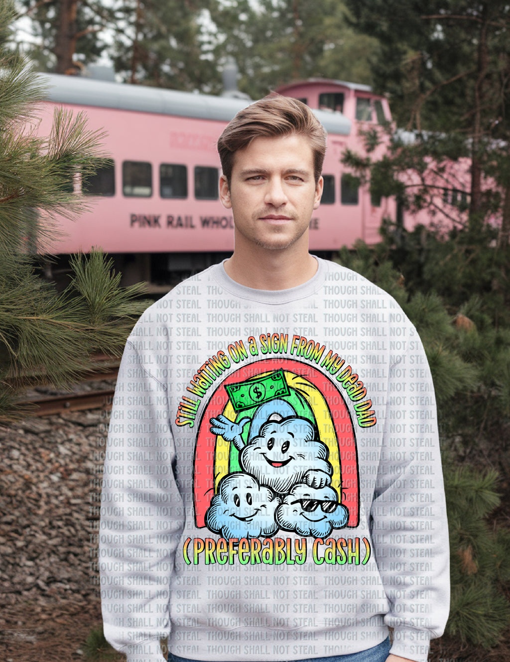 L-276 A Still waiting on a sign from my dead Dad (Preferably Cash) Completed Tee