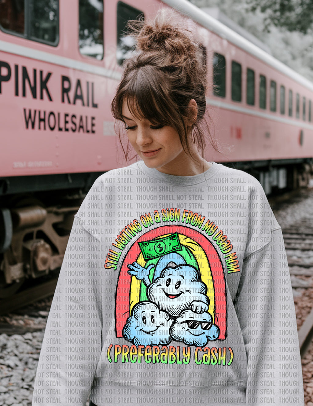 L-276 B Still waiting on a sign from my dead Mom (Preferably Cash) Completed Tee