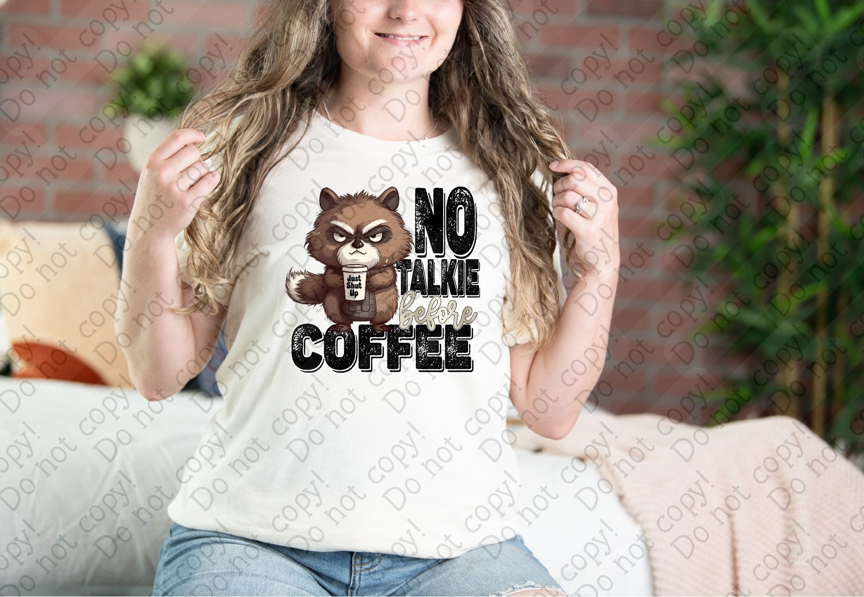 L-297 No Talkie Before Coffee DTF TRANSFER ONLY