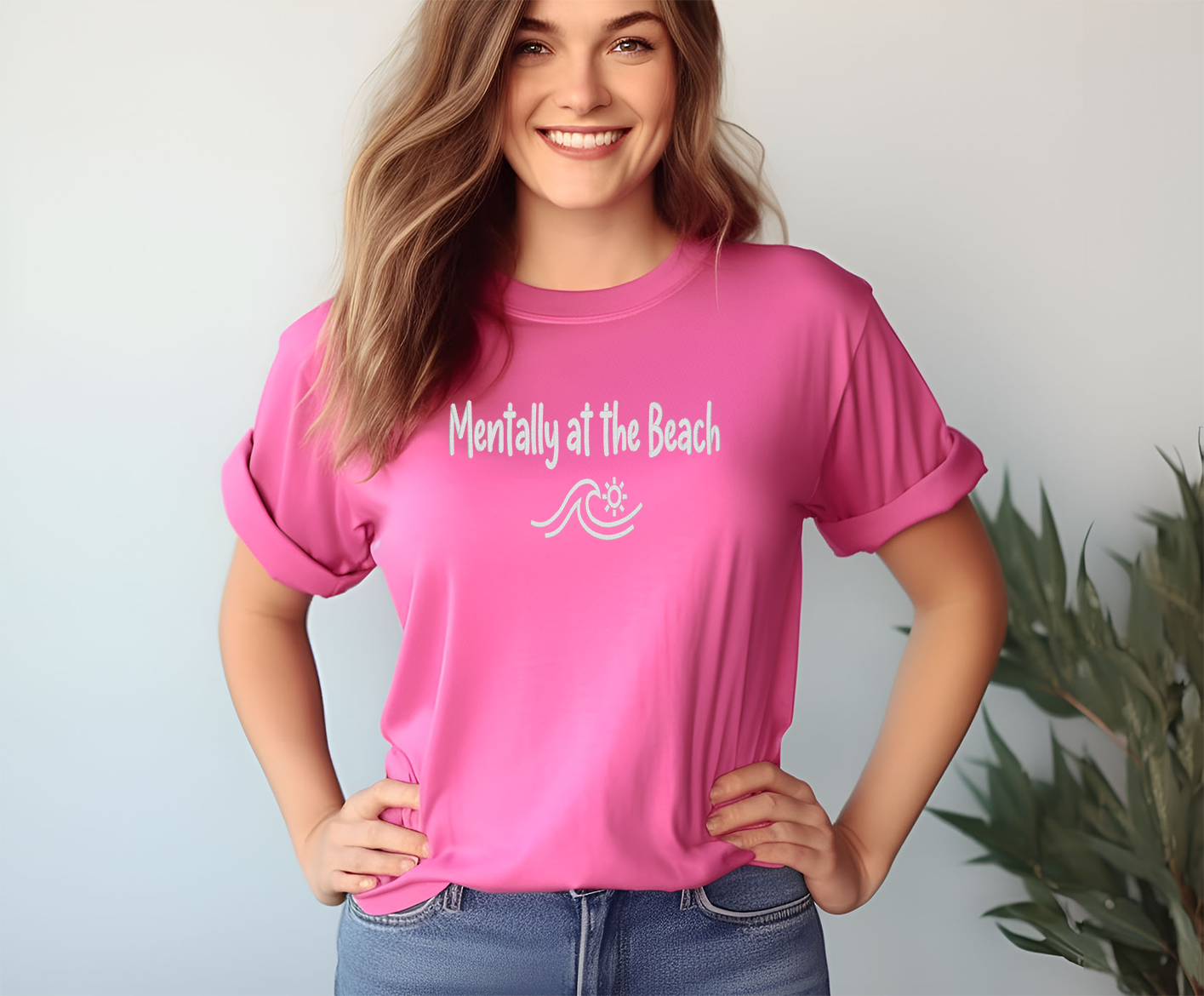 Mentally at the Beach embroidery shirt