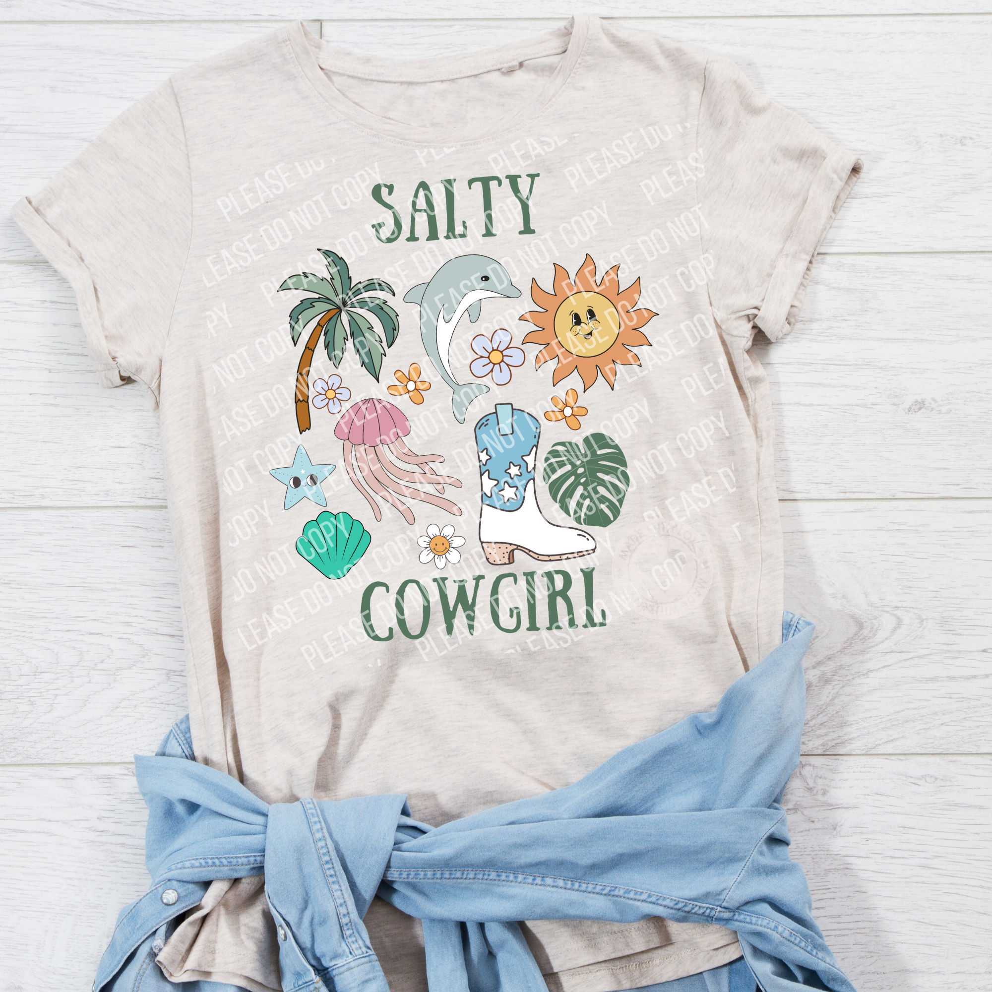 N-14 Salty Cowgirl DTF TRANSFER ONLY