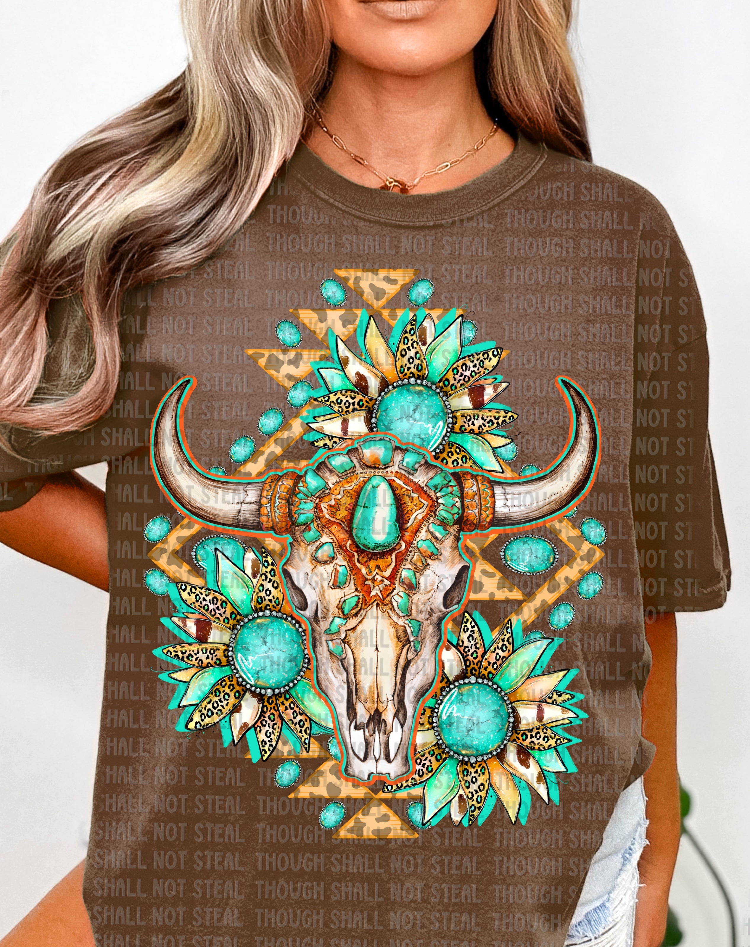 N-35 Skull and Squash Blossom Completed Tee
