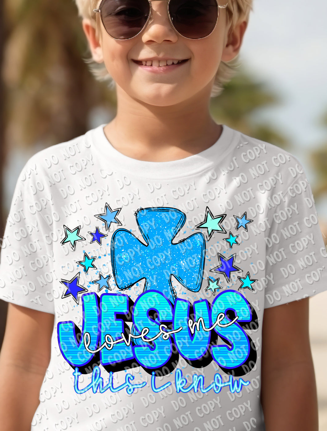 O-33 Jesus Loves me - Blue completed tee