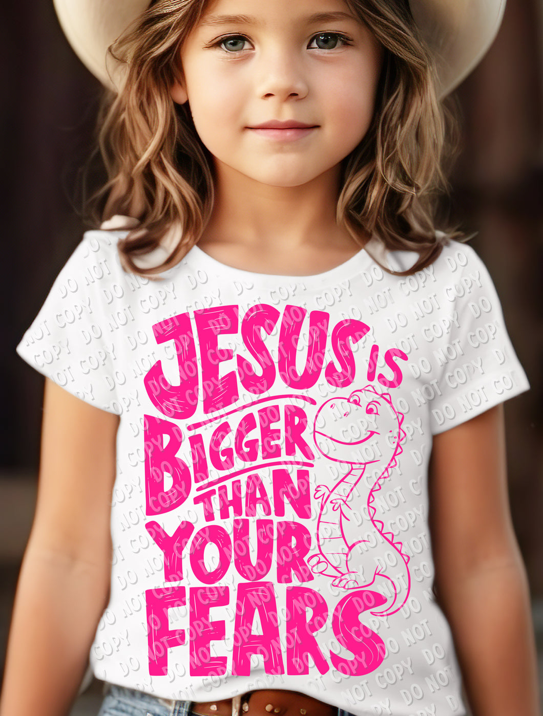 O-48 Jesus is Bigger than your fears - Pink DTF TRANSFER ONLY