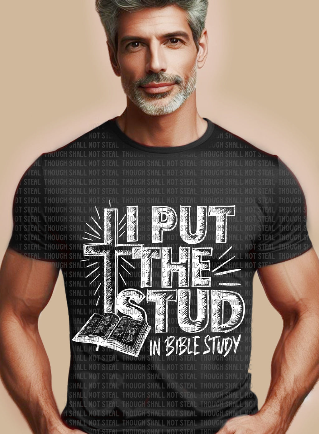 O-64 I put the STUD in Bible Study - White completed tee