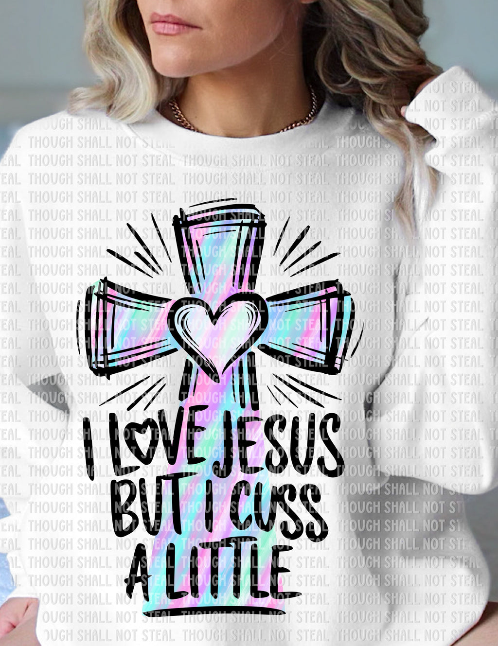O-73 I love Jesus, But I Cuss a Little completed tee