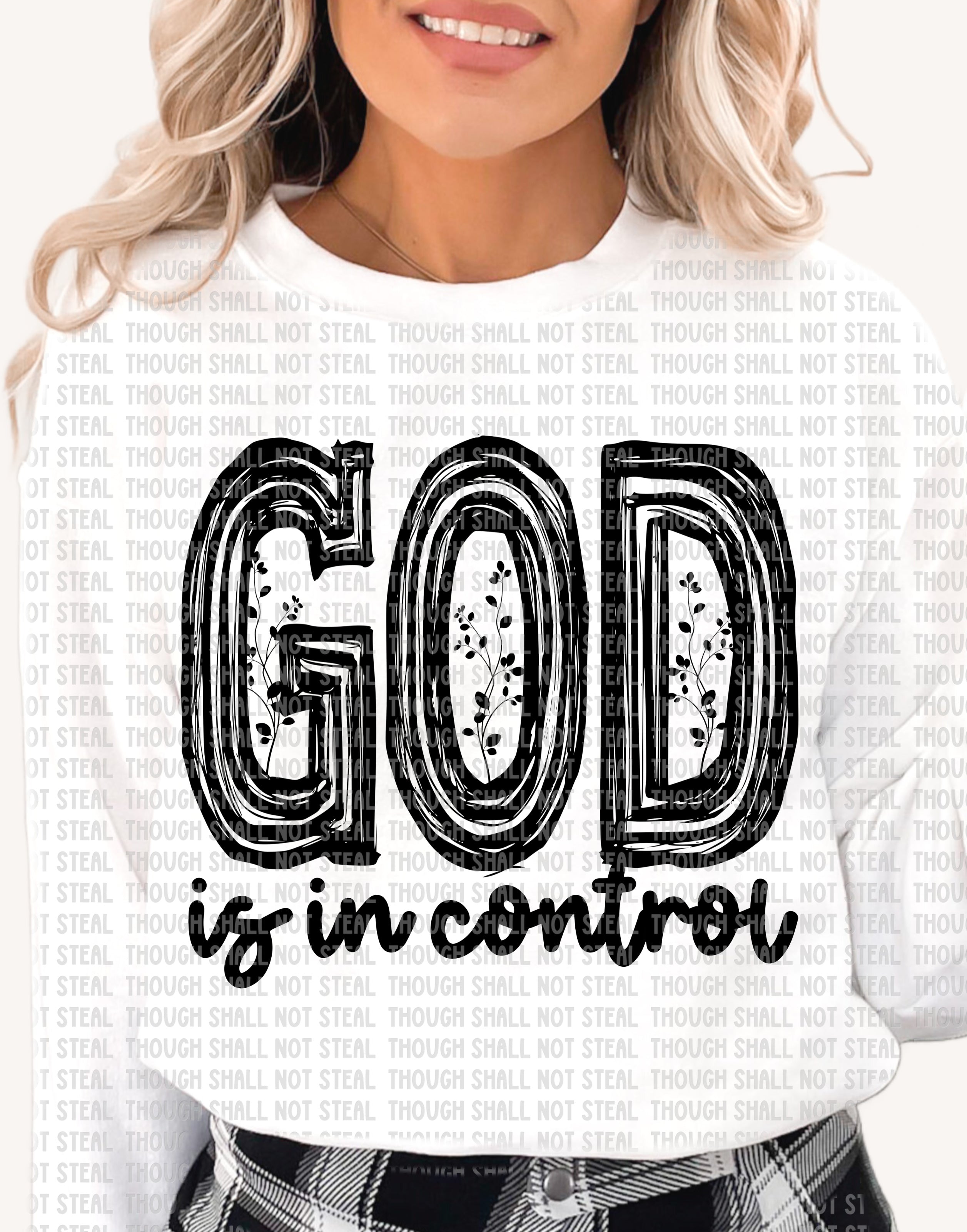 O-81 God is in control - Black DTF TRANSFER ONLY