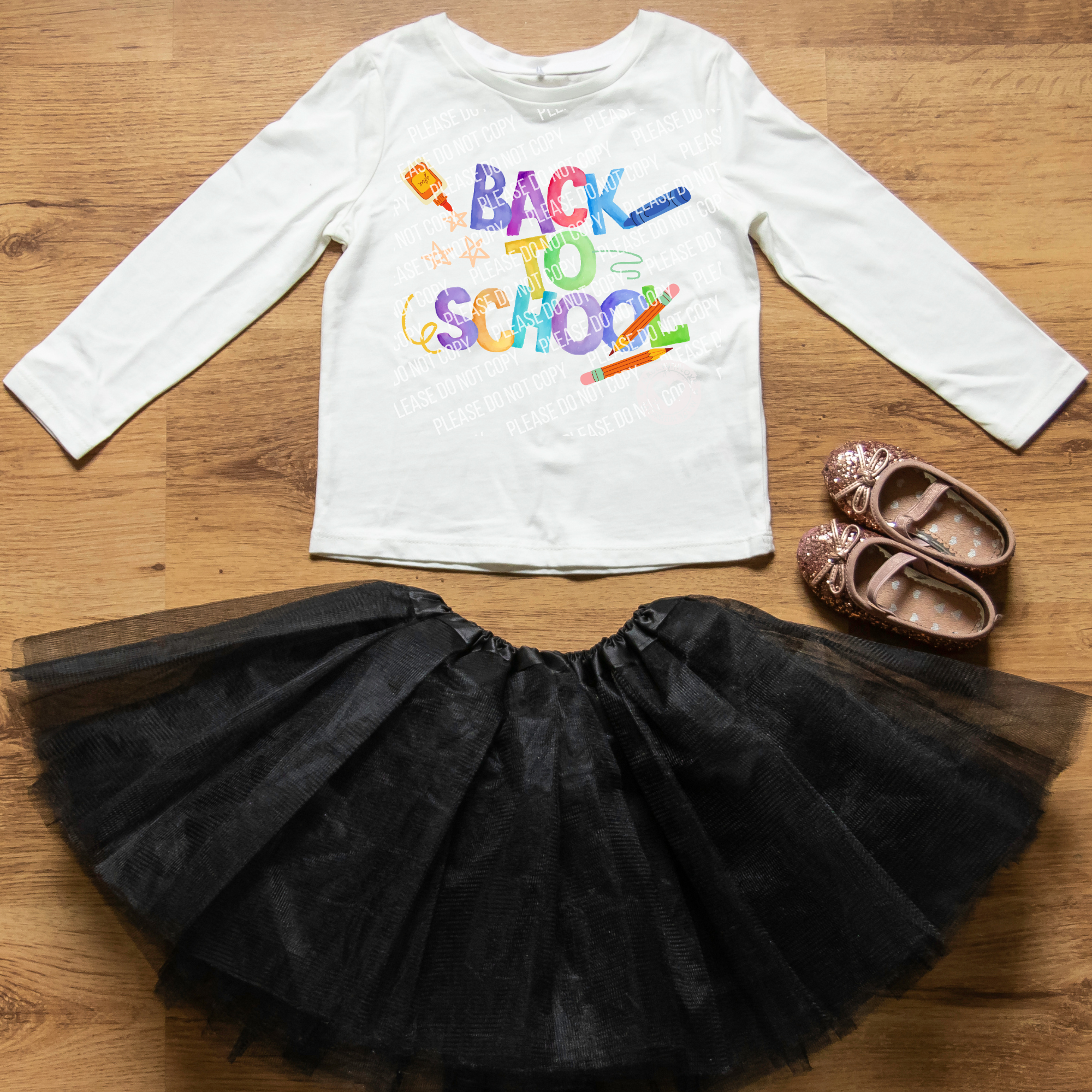 08-36 EXCLUSIVE Watercolor Back to School Supplies DTF TRANSFER ONLY