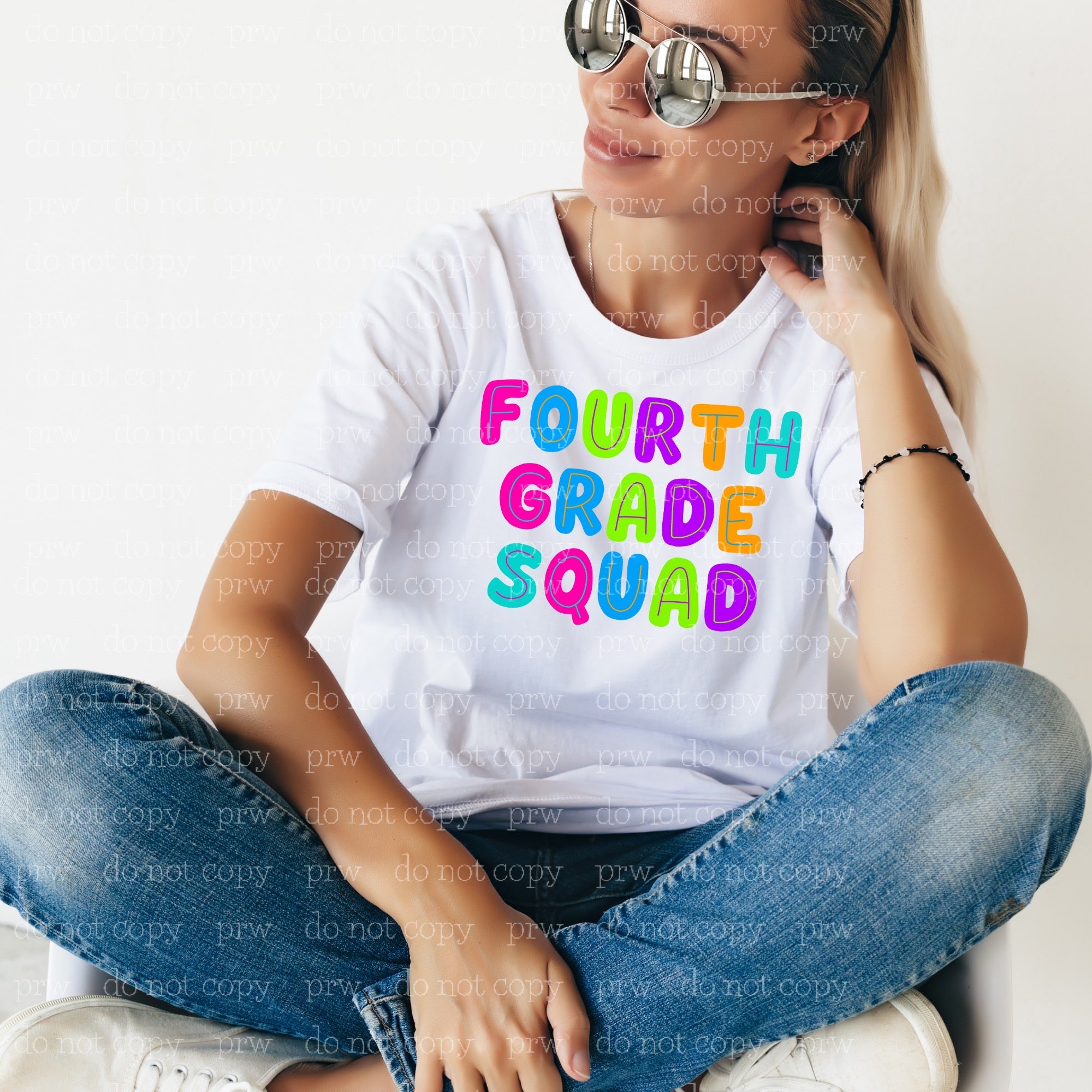 08-09-E Fourth Grade Squad Neon Block  DTF TRANSFER ONLY