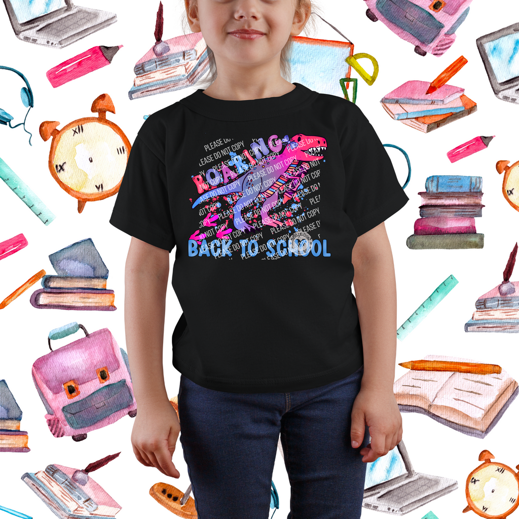 P-78 Roaring Back to School Dino PINK DTF TRANSFER ONLY