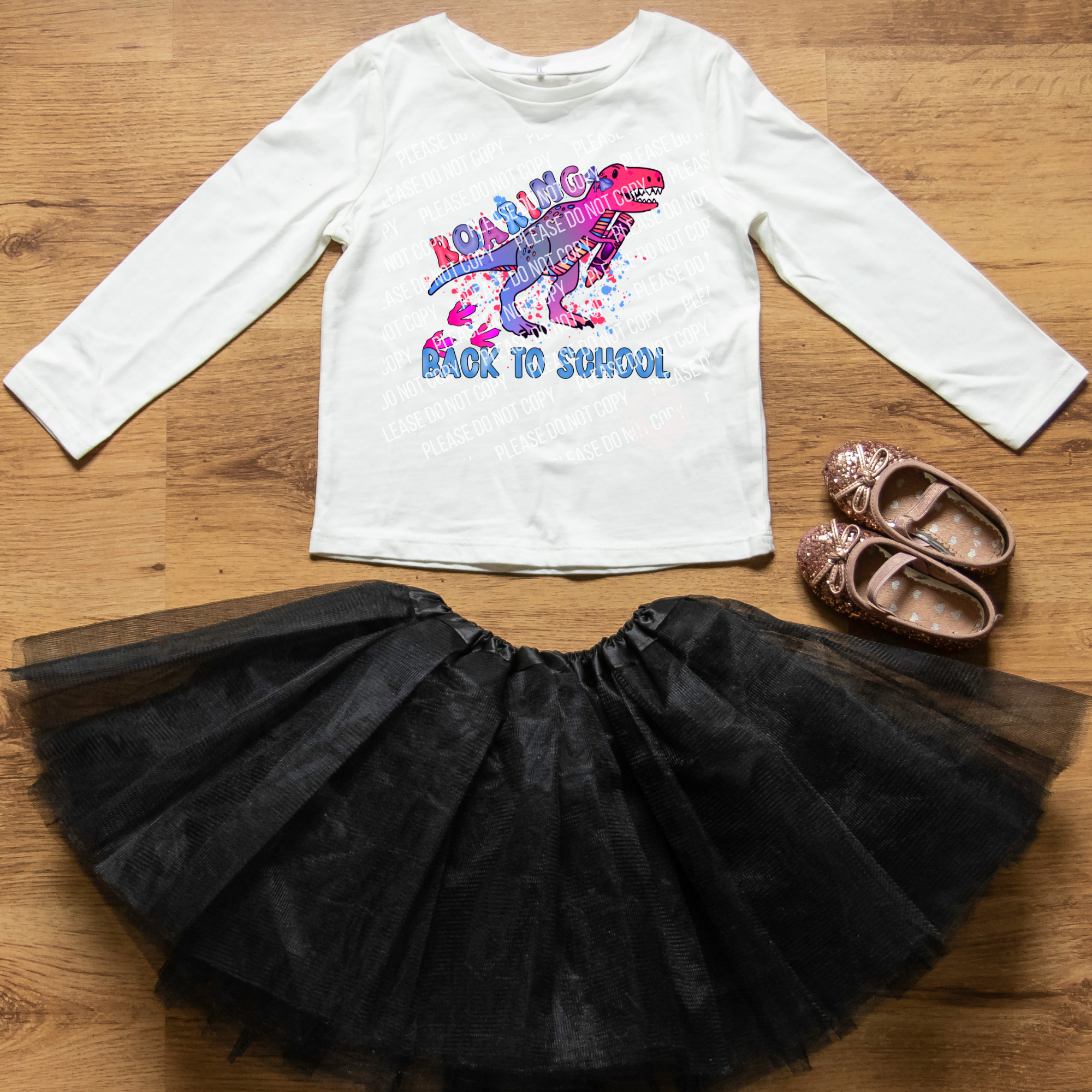 P-78 Roaring Back to School Dino PINK DTF TRANSFER ONLY