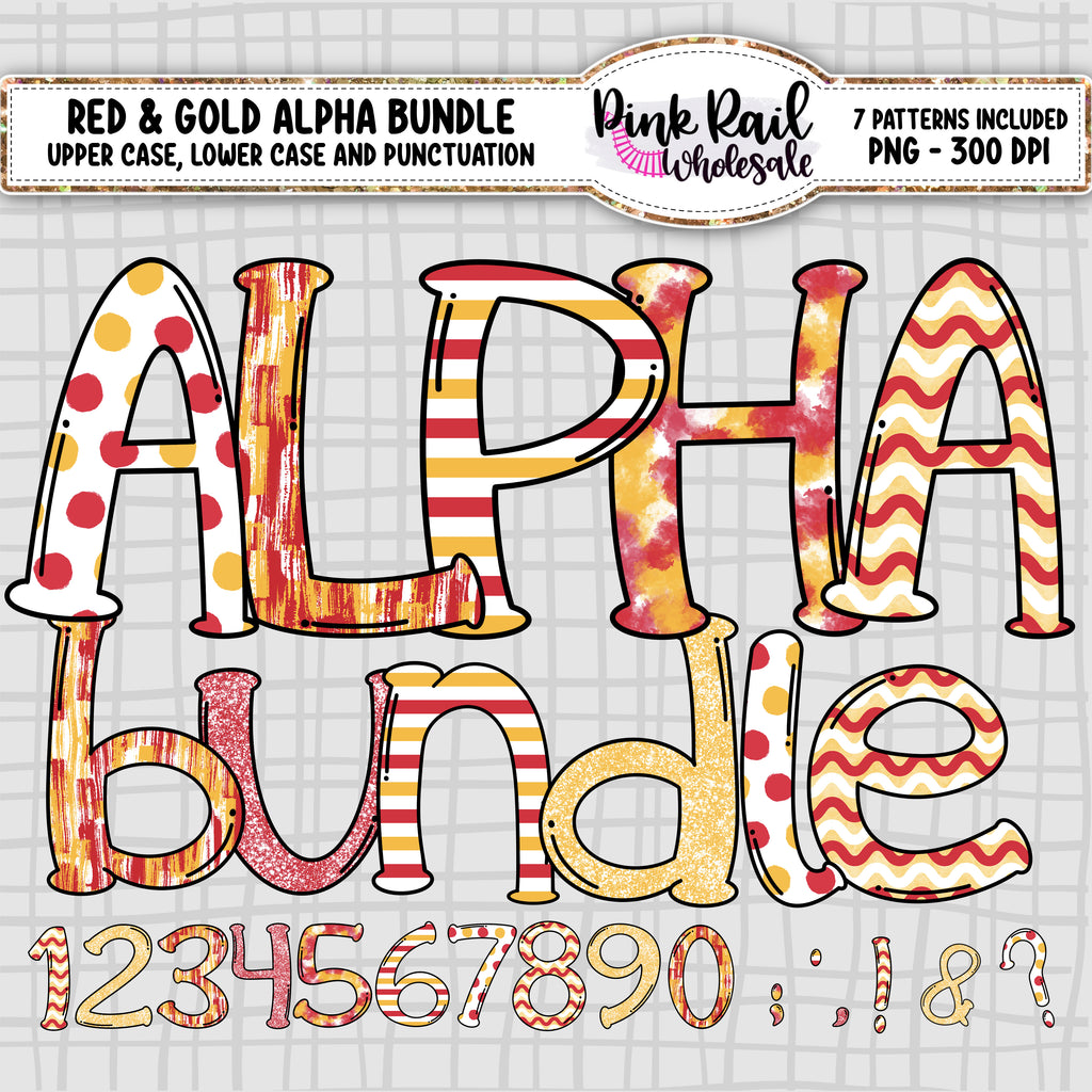 Red and Gold Mega Alpha Bundle - 7 different Patterns/Colors