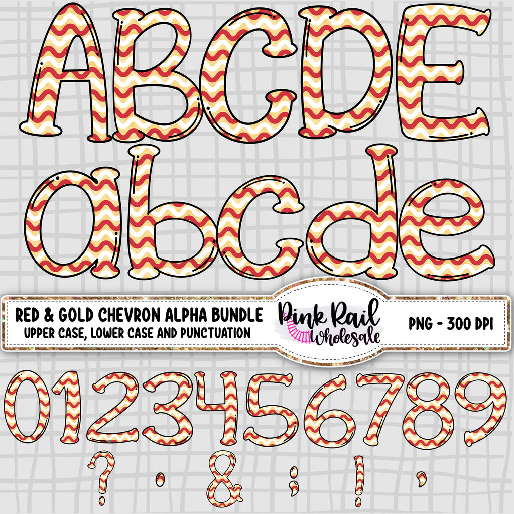 Red and Gold Mega Alpha Bundle - 7 different Patterns/Colors