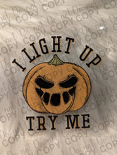Load image into Gallery viewer, RTS I Light Up Try Me Pumpkin UV DTF Print
