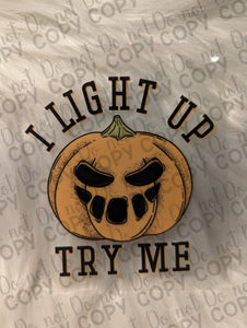 RTS I Light Up Try Me Pumpkin UV DTF Print