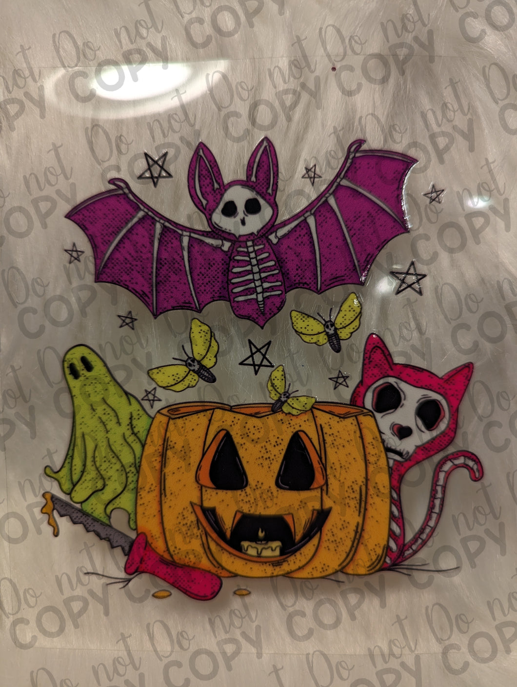RTS Pumpkin, Bat Skeleton, Ghost and Cat Skeleton UV DTF Print