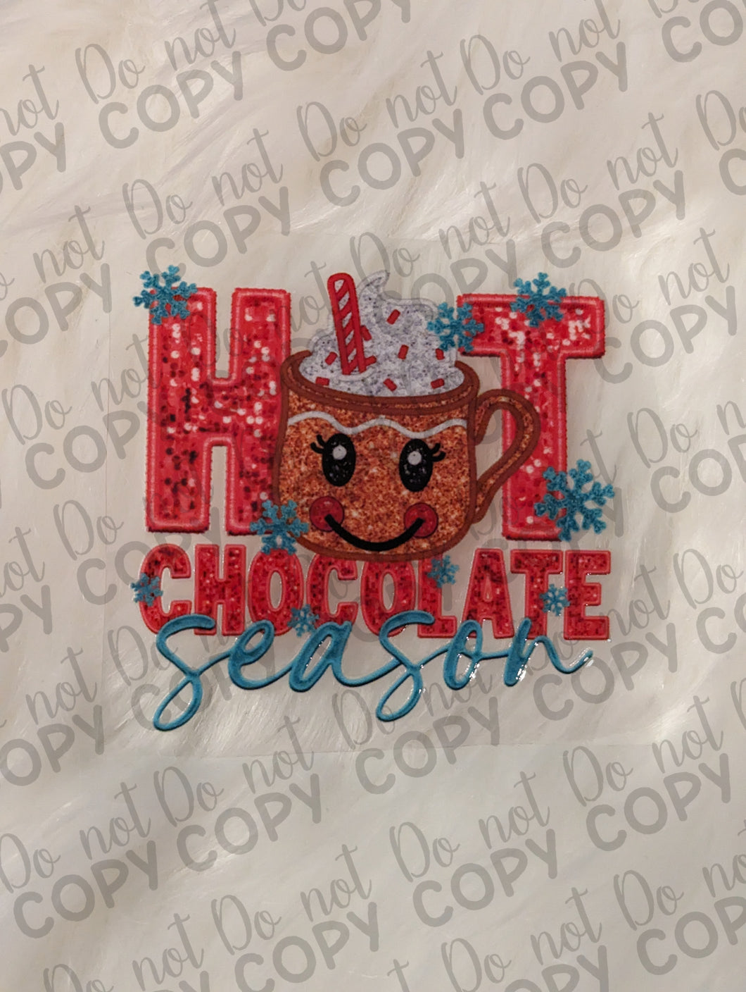 RTS Faux Glitter Hot Chocolate Season UV DTF Print