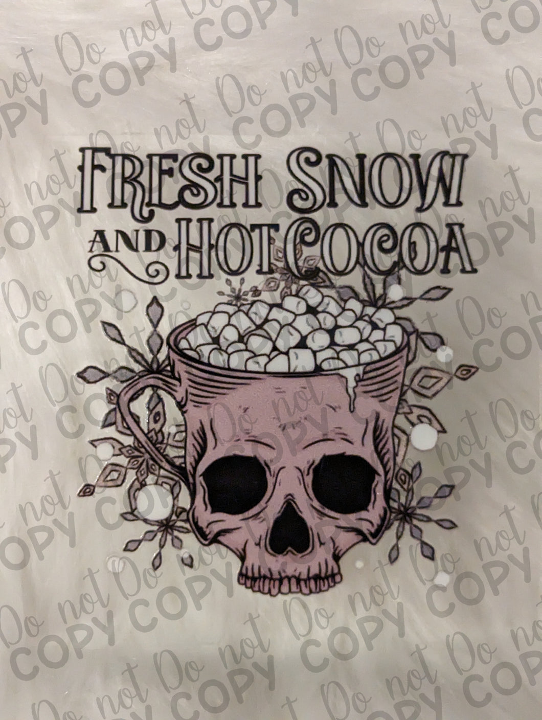 RTS Fresh Snow and Hot cocoa Skeleton UV DTF Print