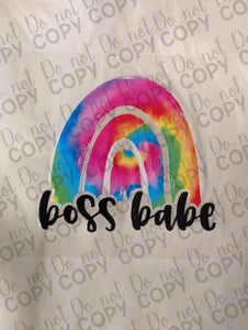 RTS Boss Babe Tie Dye Rainbow UV DTF Print
