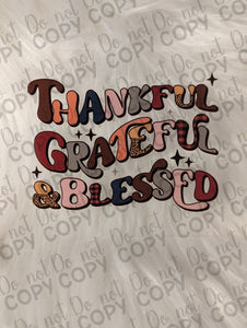 RTS Thankful Grateful & Blessed Leopard and Plaid UV DTF Print