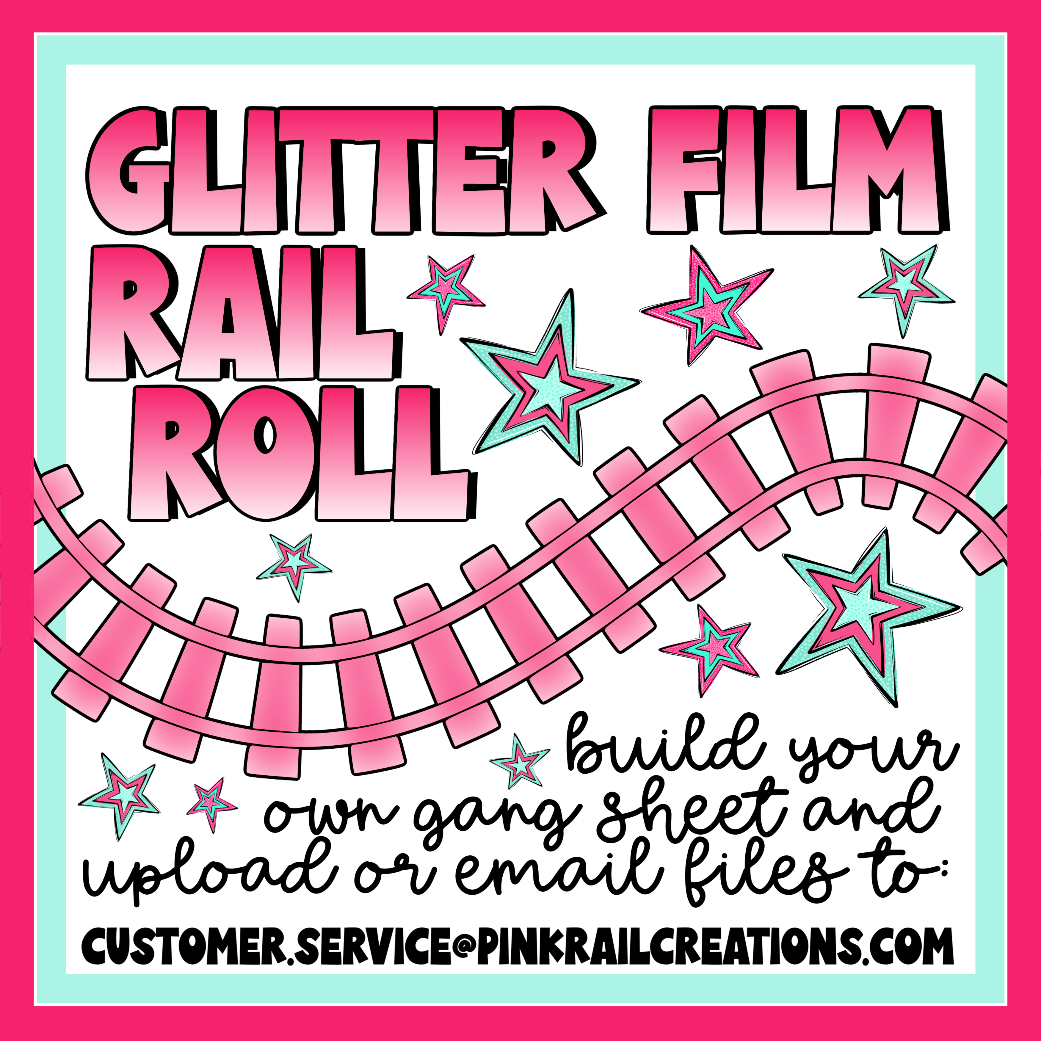 Glitter Film Rail Rolls 12" minimum (DTF custom by the roll)