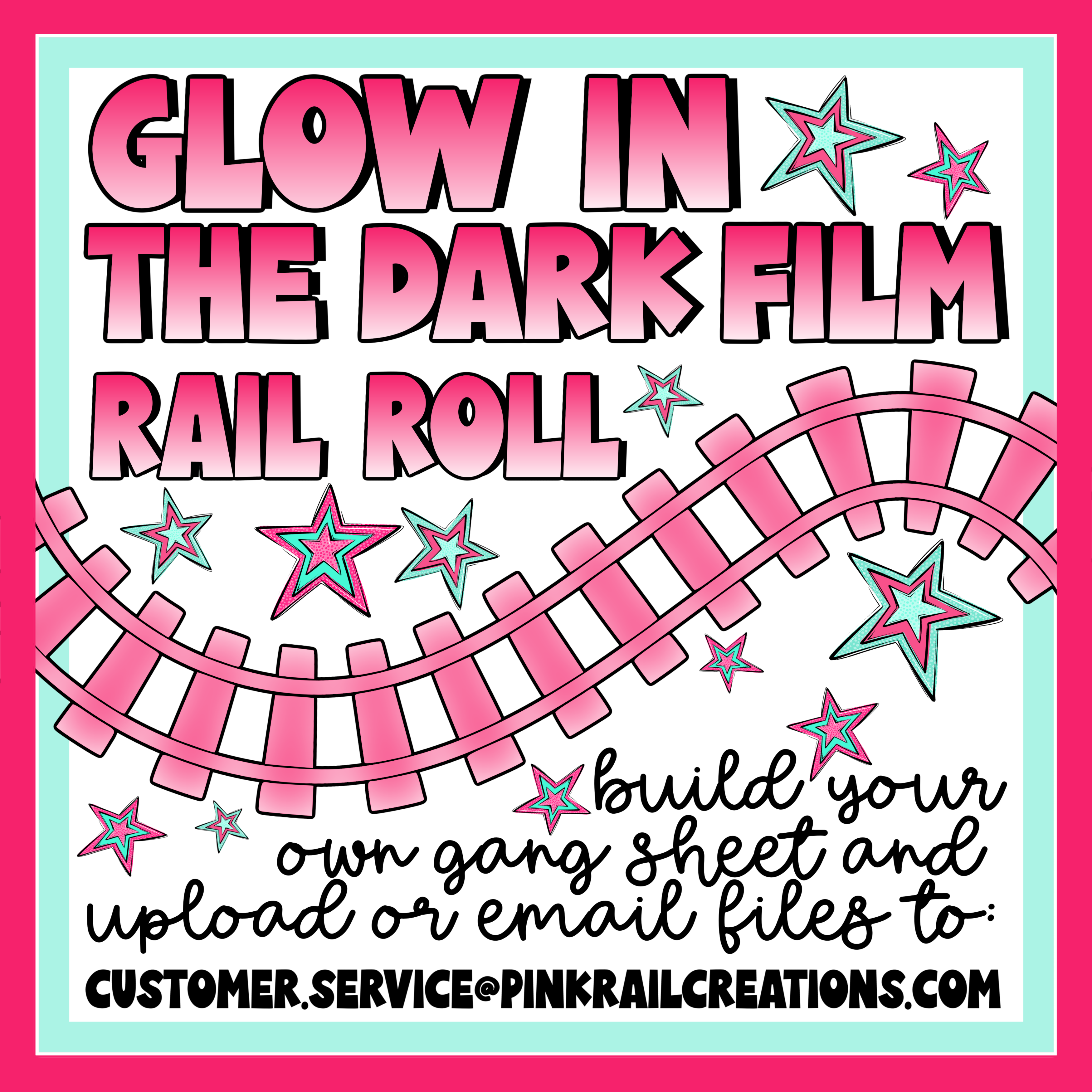 12" minimum purchase required Glow in the Dark Film Transfer Choo-Choose Your Size! (DTF Custom Print Select Size)