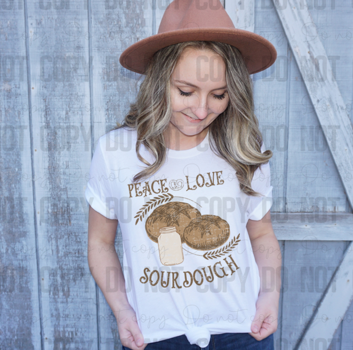 SD-11 Peace Love sourdough Completed Tee