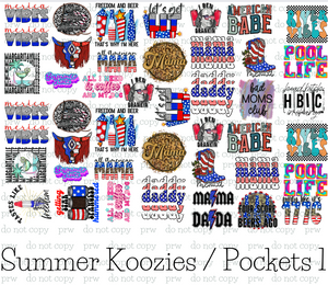 PD-4 PreDesigned Summer Koozie Sheet  (DTF TRANSFER ONLY)