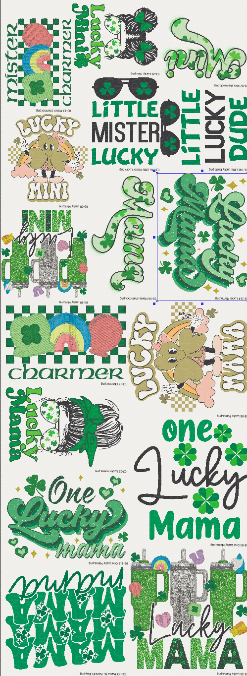 PD-3 Pre Designed Mom and Mini St. Patrick's Day Gang Sheet (65-inch sheet-DTF TRANSFER ONLY)