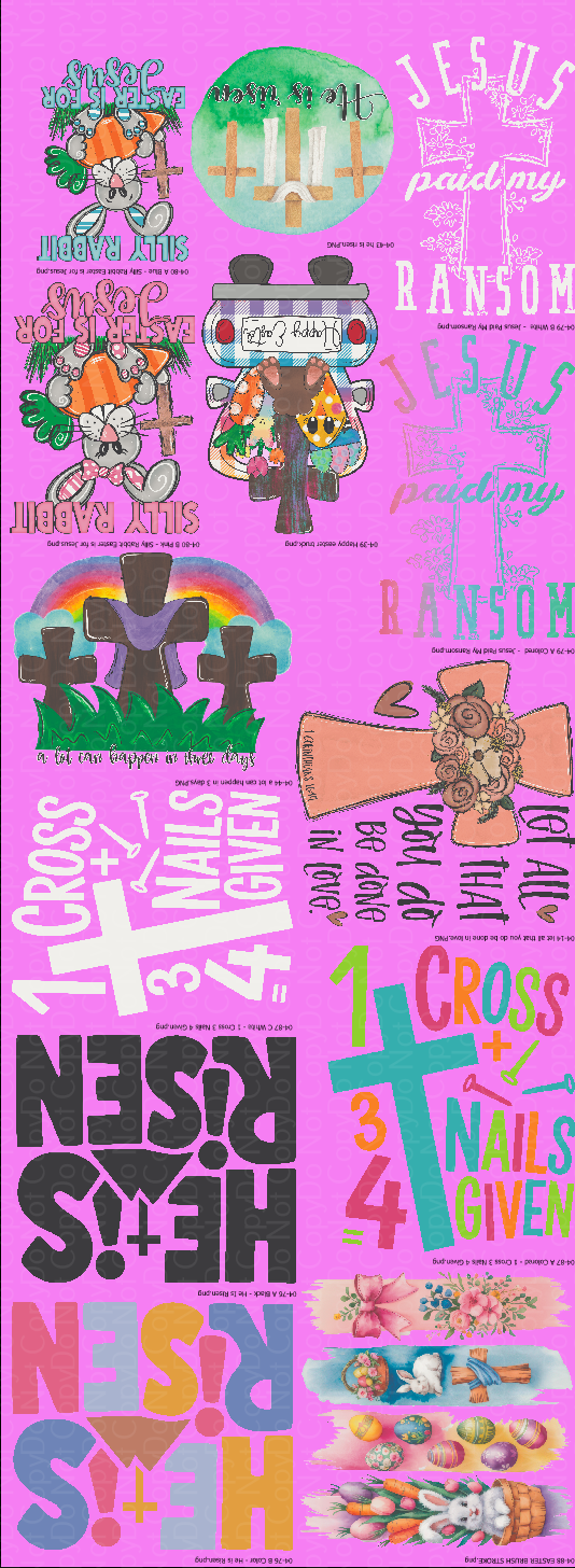 PD-6 Religious Easter Pre Designed Gang Sheet (60-inch sheet-DTF TRANSFER ONLY)