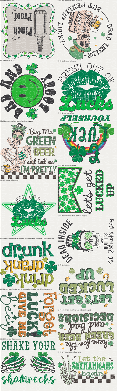 PD-1 Pre Designed Naughty St. Patrick's Day Gang Sheet (70-inch sheet-DTF TRANSFER ONLY)