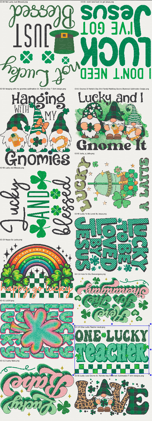 PD-4 St. Patrick's Day 2 Pre Designed Gang Sheet (60-inch sheet-DTF TRANSFER ONLY)