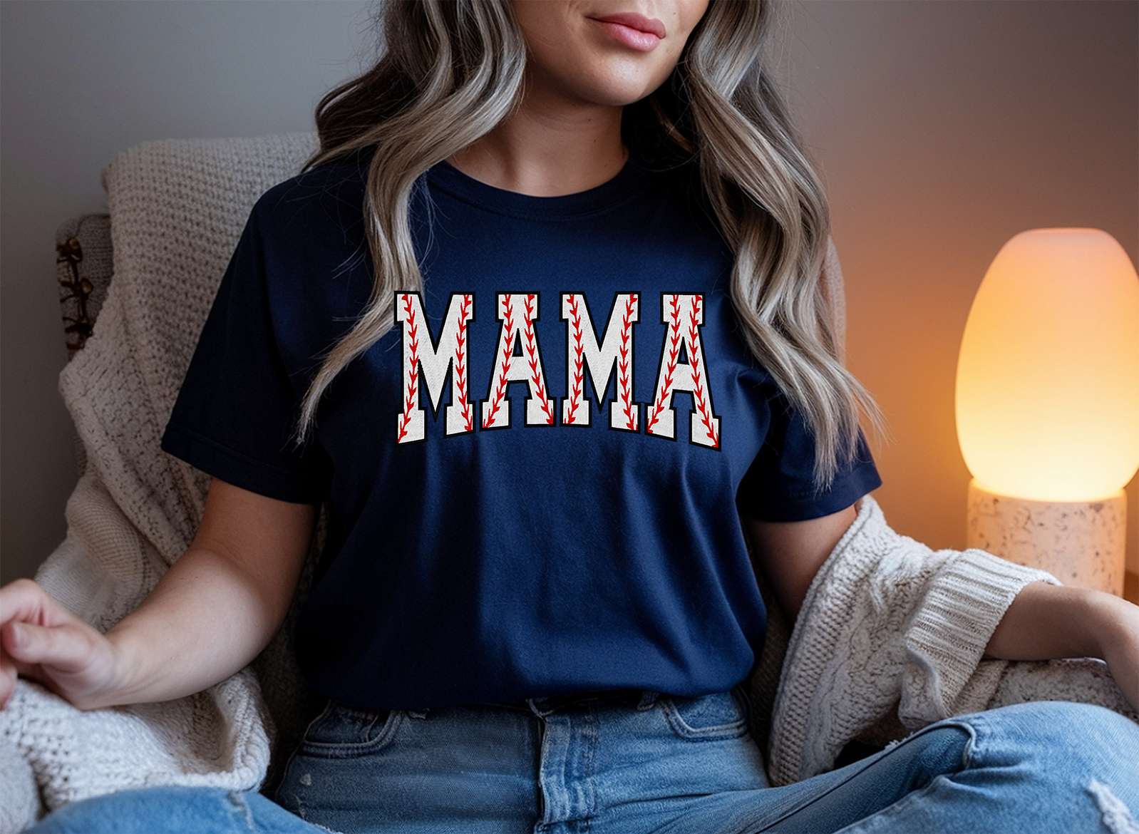 Sports Ball MAMA embroidery shirt
