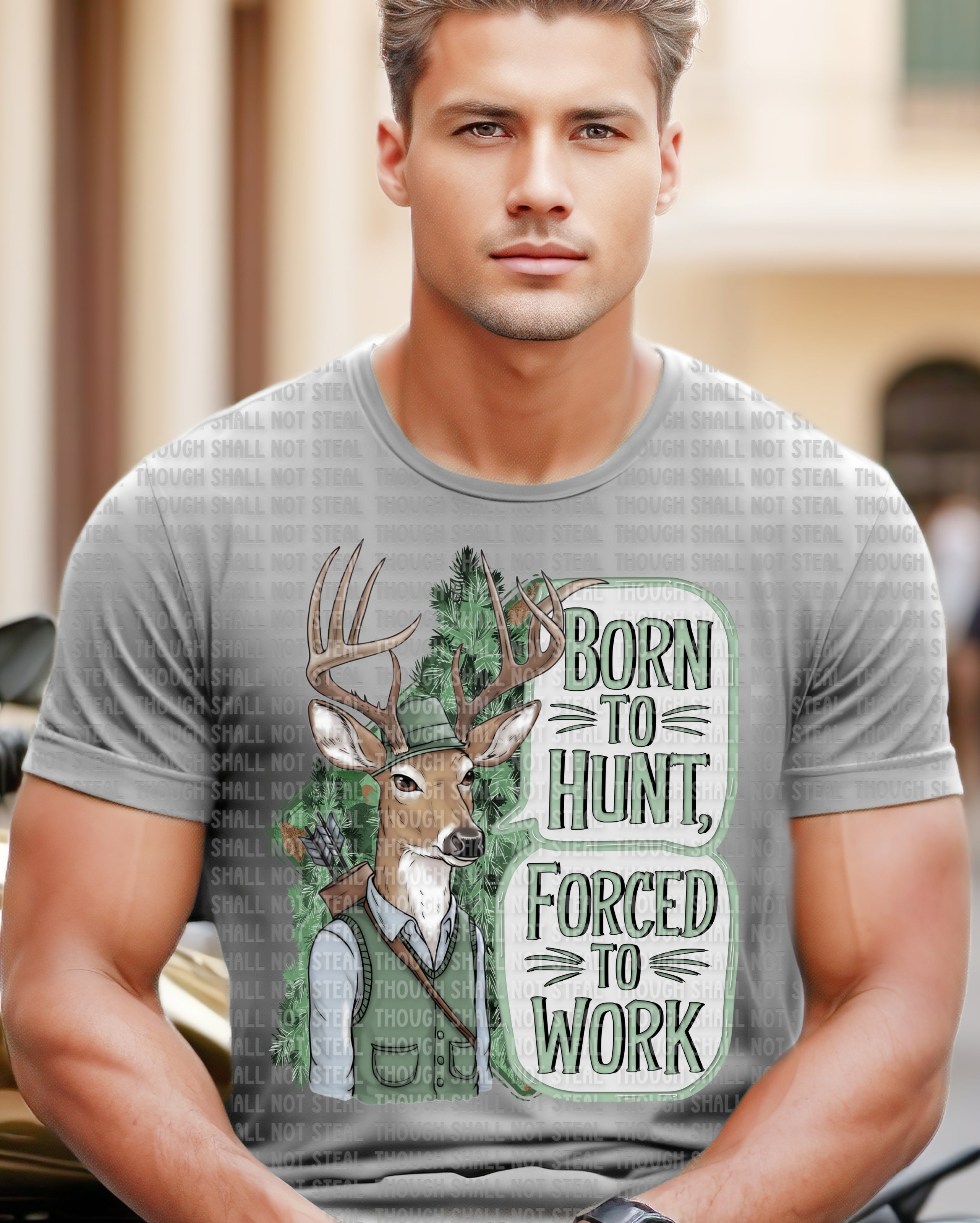 T-25 Born to Hunt Forced to work DTF TRANSFER ONLY