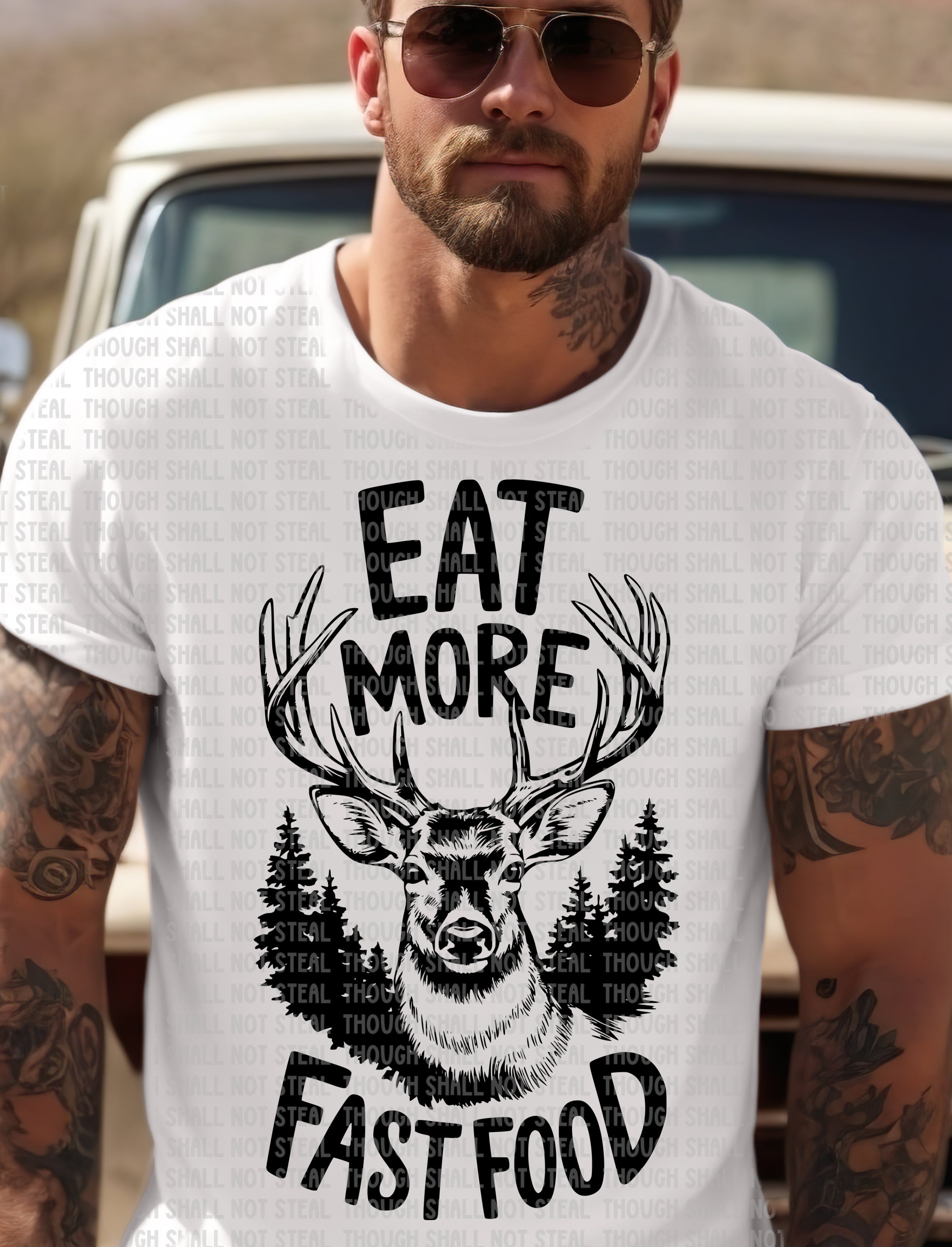 T-26 Eat More Fast Food - Black Completed Tee