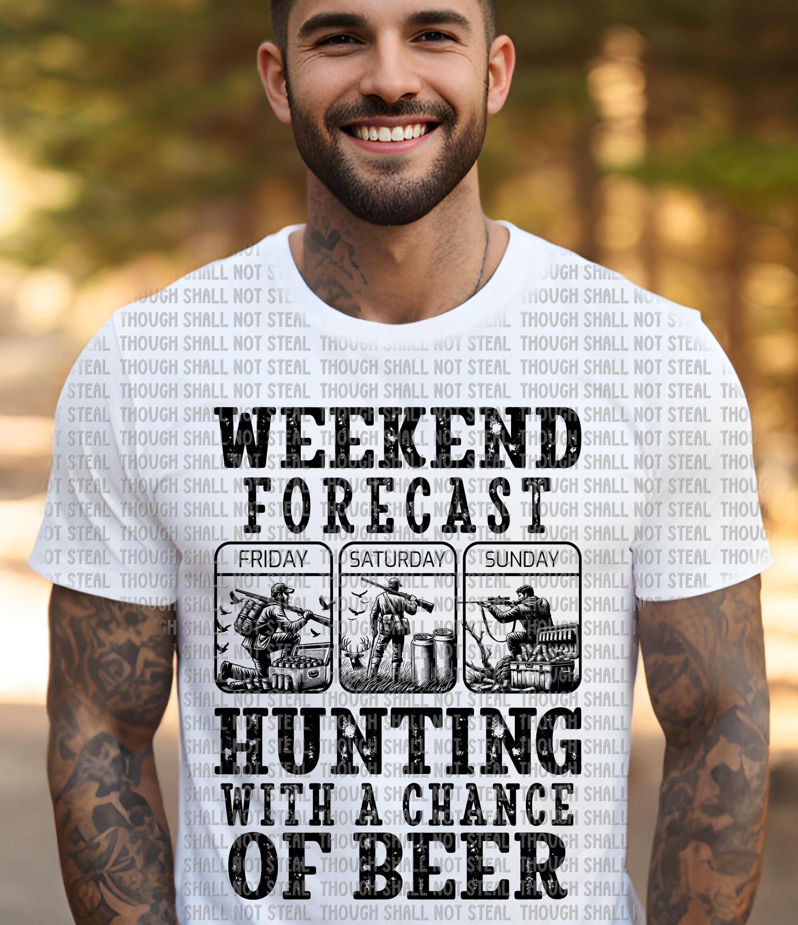 T-38 Weekend Forecast - Hunting with a chance of beer black DTF TRANSFER ONLY