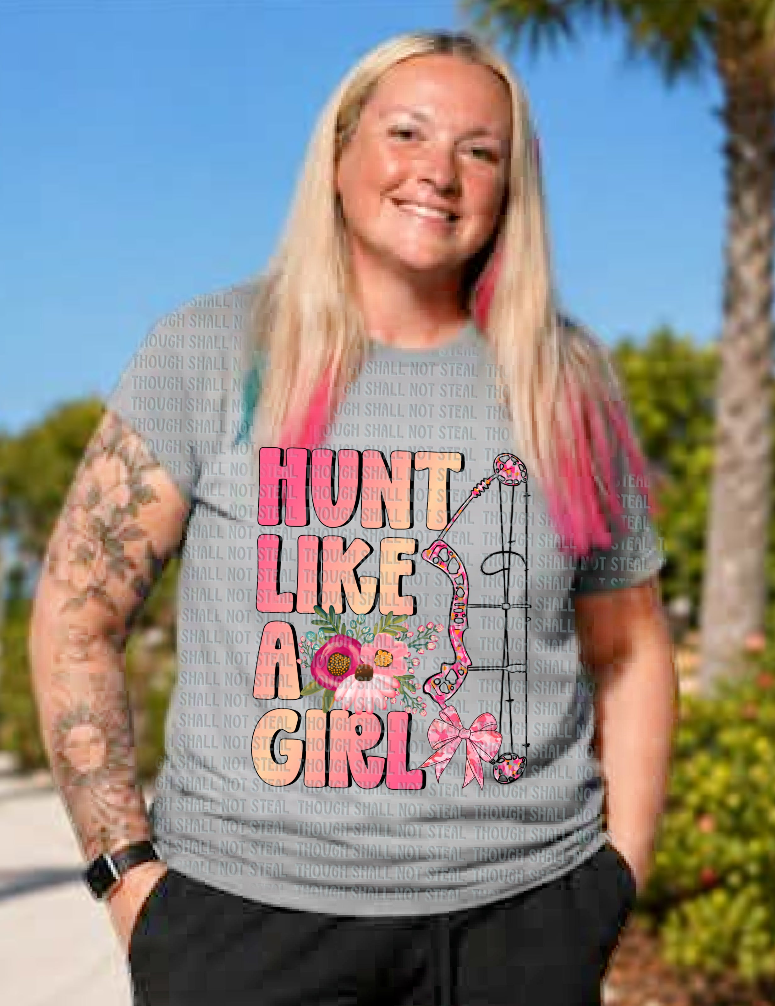 T-61 Hunt like a girl DTF TRANSFER ONLY