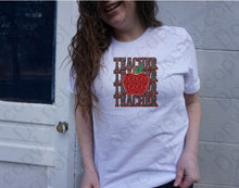 Load image into Gallery viewer, U-09 Teacher Stack Glitter Completed Tee
