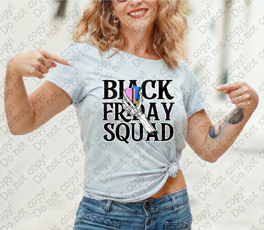 U-115 Black Friday Squad Skeleton with Credit Cards Completed Tee