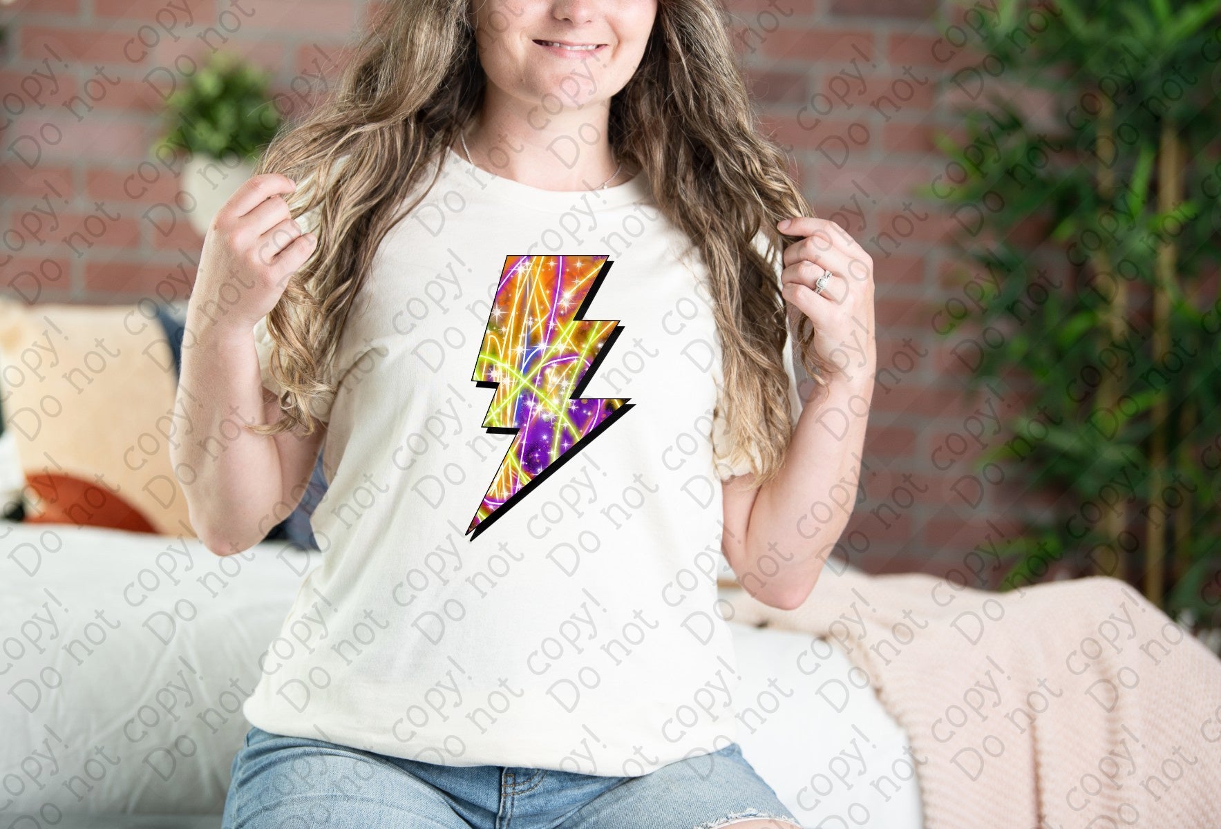 U-123 Lightning Bolt Neon Colors DTF TRANSFER ONLY