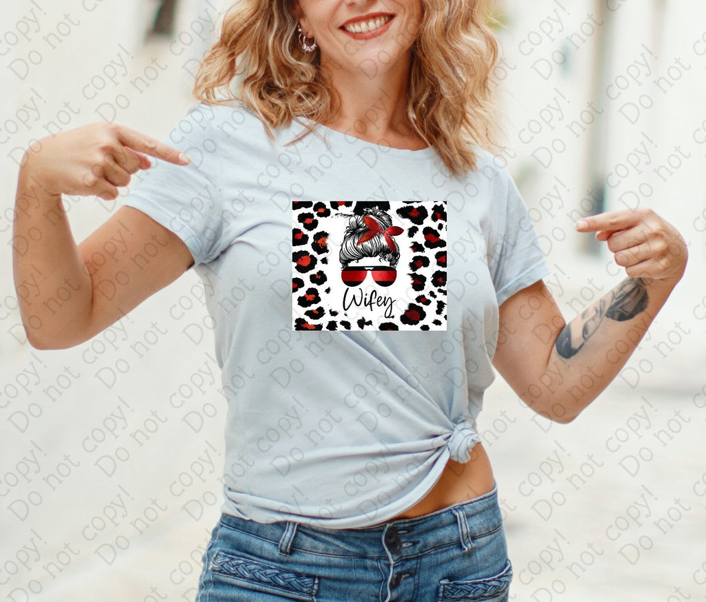 U-99 Wifey Red and Black Cheetah Completed Tee