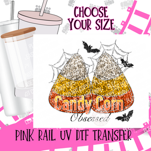 10-185 Candy Corn Obsessed Glitter UV DTF Transfer ONLY - Select Size