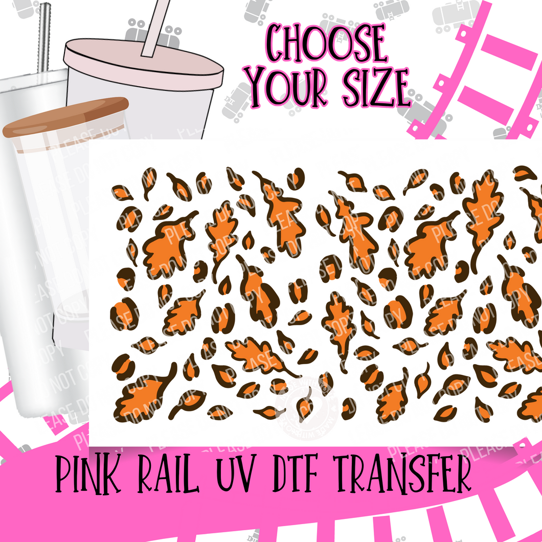 UV-28 Fall Leaves Cheetah UV DTF Transfer ONLY - Select Size
