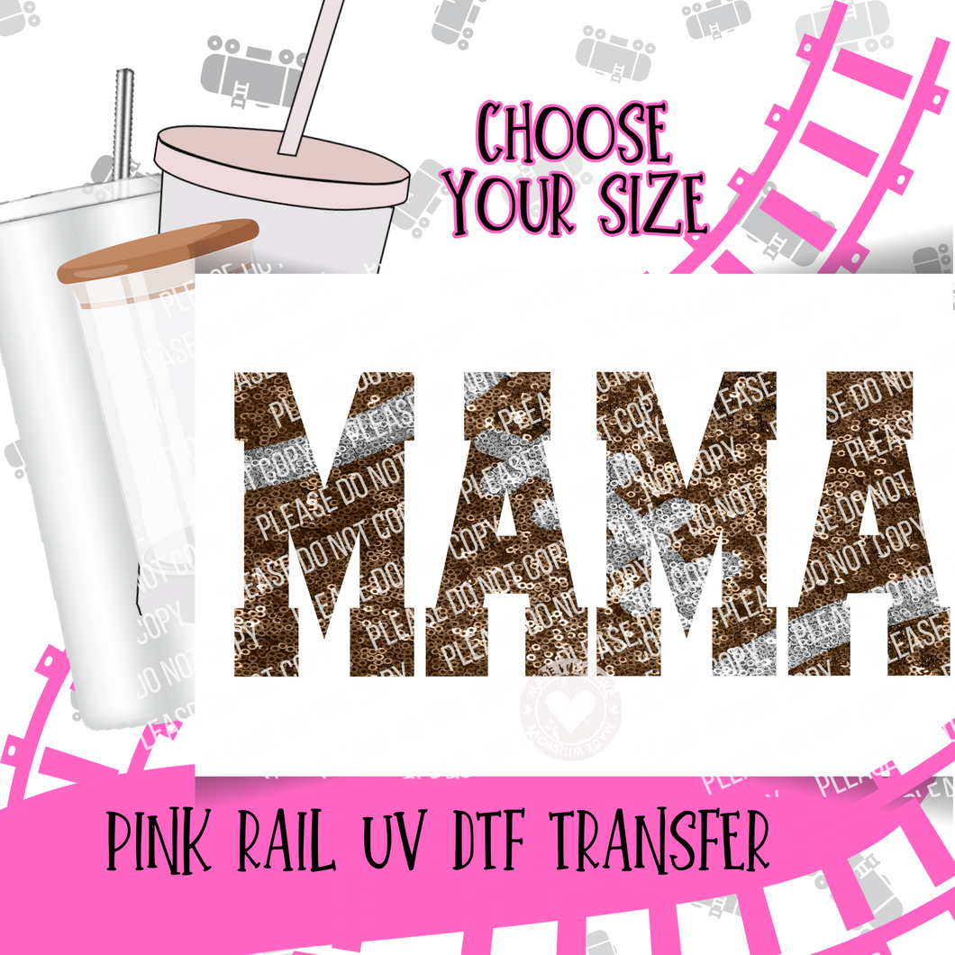 UV-55 MAMA Sequin Football UV DTF Transfer ONLY - Select Size