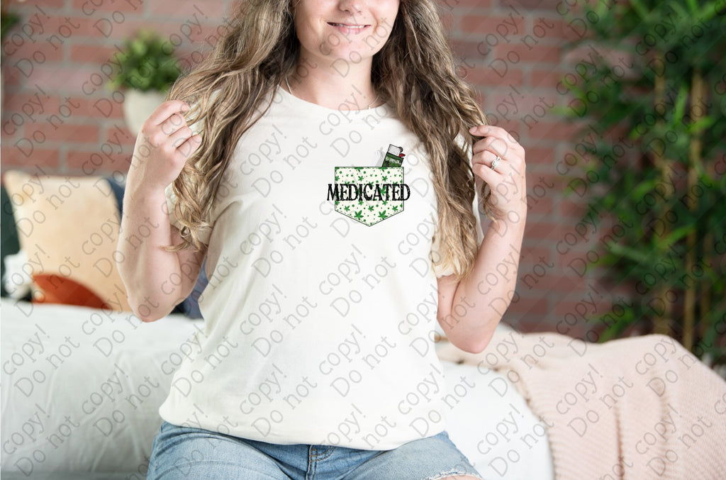 W-42 Medicated with Buds and Lighter in Pocket 1 Completed Tee