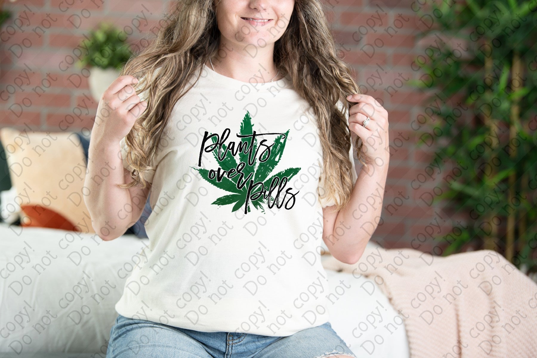 W-44 Plants over Pills Pot Leaf Completed Tee