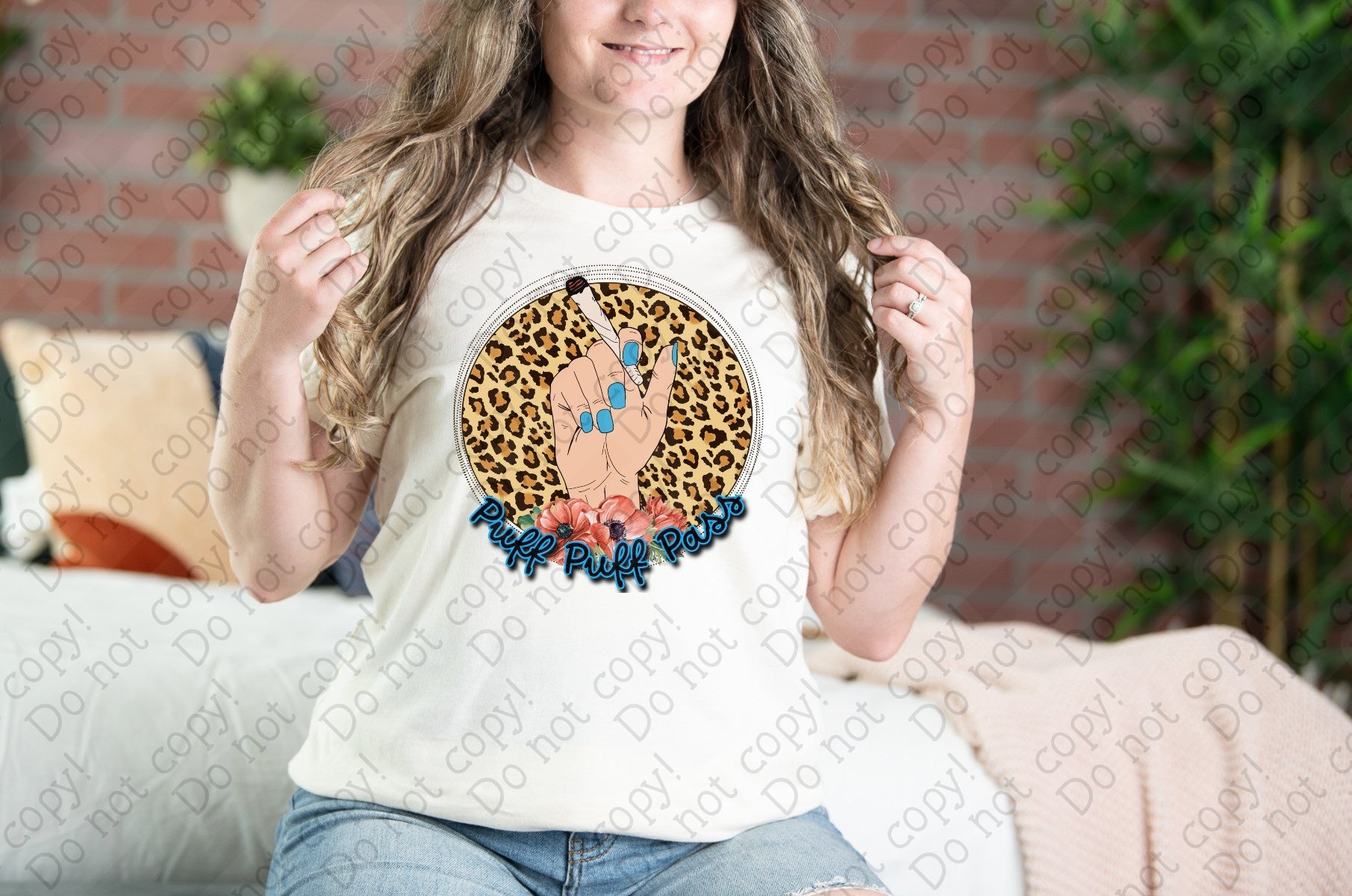 W-45 Puff Puff Pass Cheetah Print with Joint DTF Transfer Only