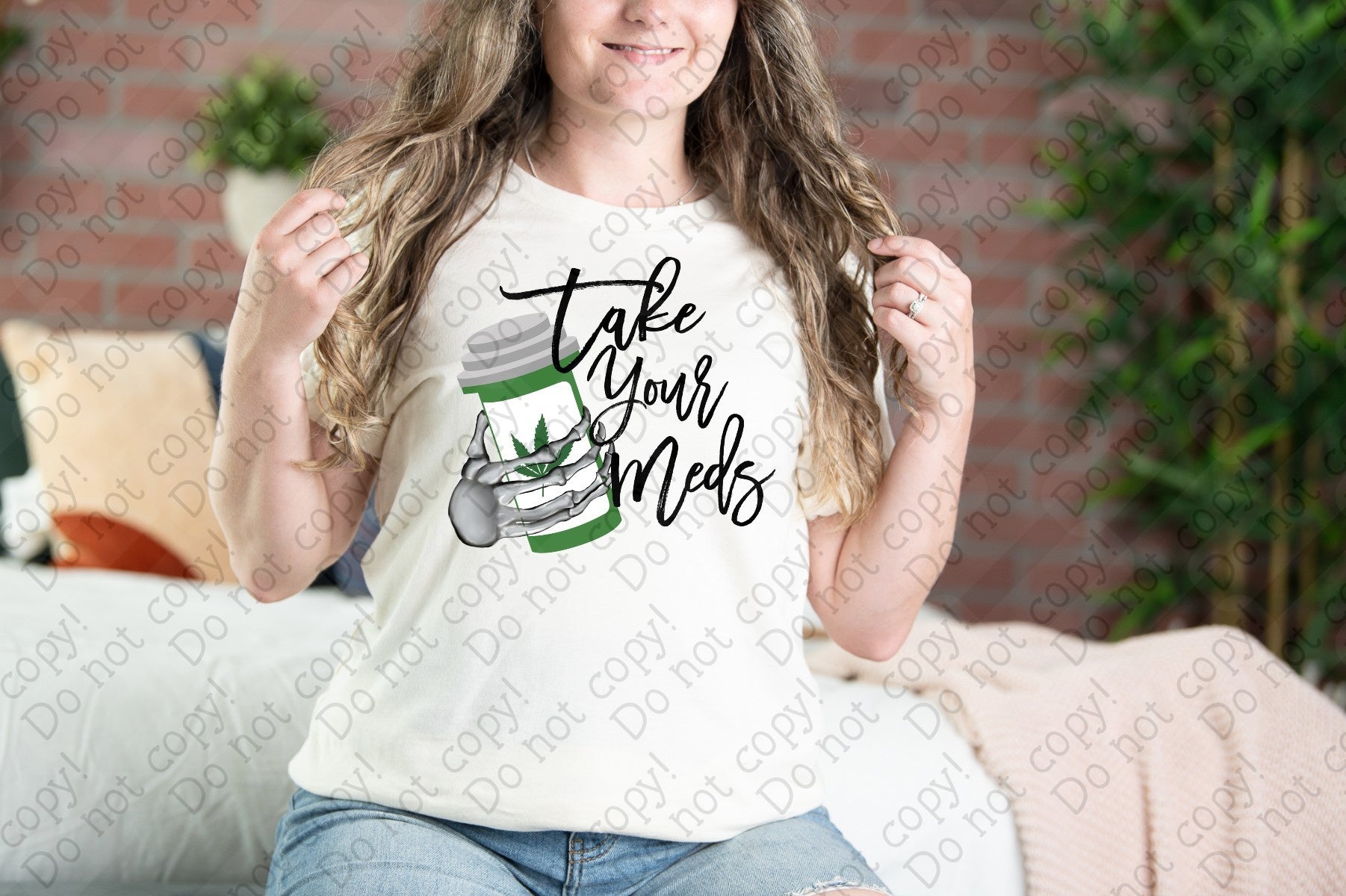 W-48 Take Your Meds Pot Leaf Pill Bottle DTF Transfer Only