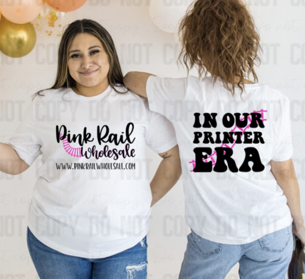 In our printer Era Pink Rail Wholesale Completed Tee