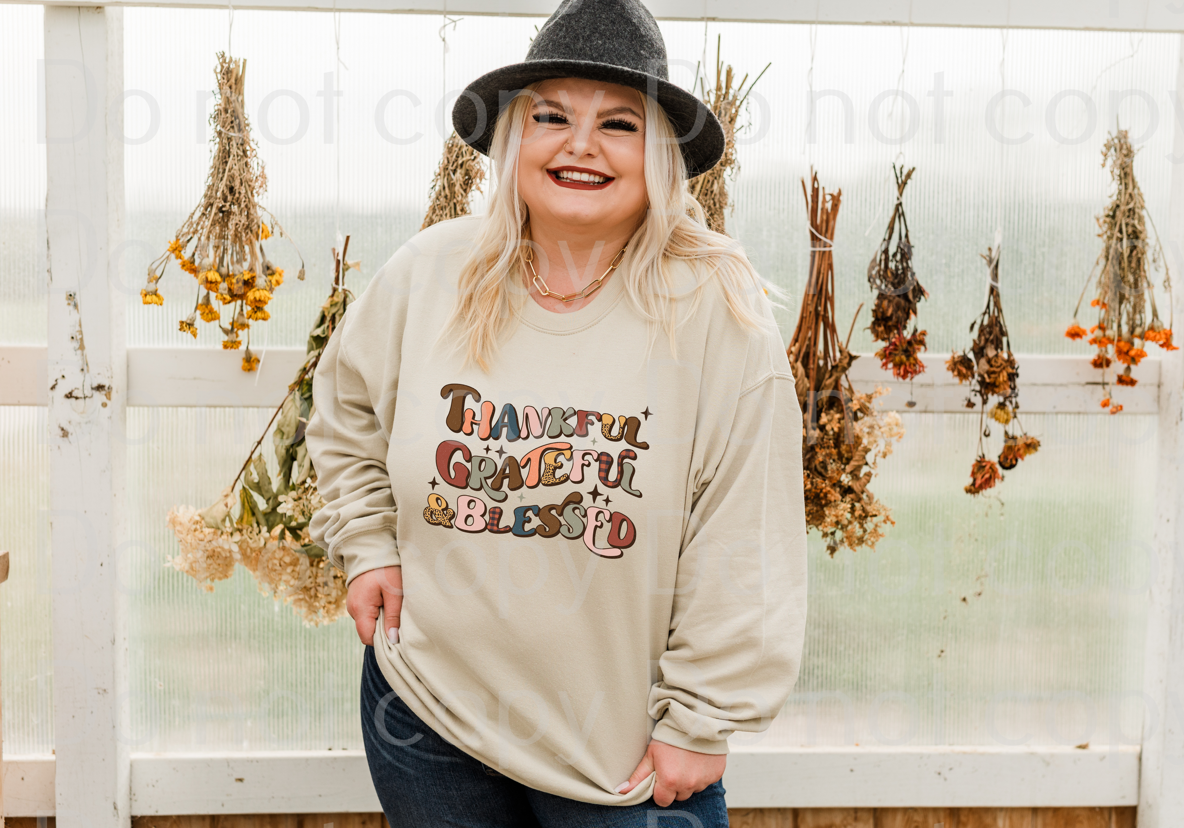 11-16 Thankful Grateful Blessed Thanksgiving DTF TRANSFER ONLY